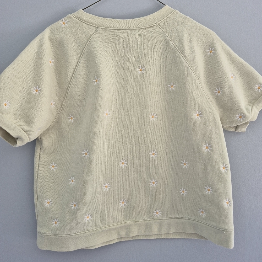 Madewell Daisy Embroidered Short Sleeve Sweatshirt Size XS - Picture 4 of 9